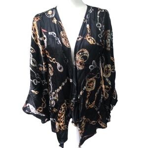 Mieka Silk Wrap Blouse Chain Print Size Medium